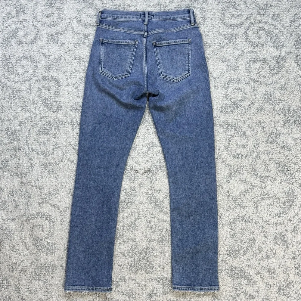 AGOLDE Toni Jeans Women's 24‎ Blue Slim Fit Light Wash Stretch Raw Hem